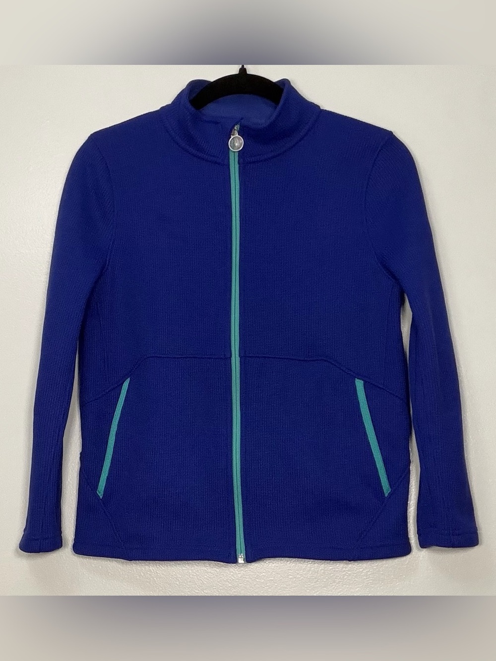 Kids Unisex Spyder Royal Blue Full-Zip Hoodie with Aqua Trim